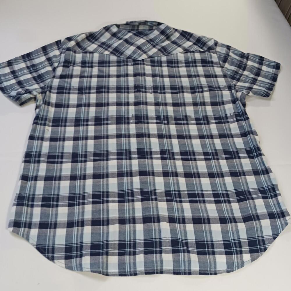 Lucky Brand Sportswear Men's Western Pearl Snap Button Up Blue Plaid Shirt Sz L - Picture 2 of 16